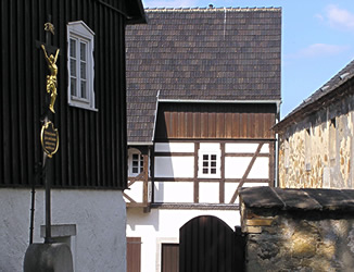 Scene with the byre in the background