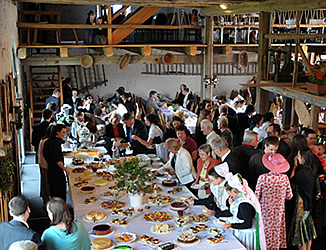 Wedding bufet in the barn